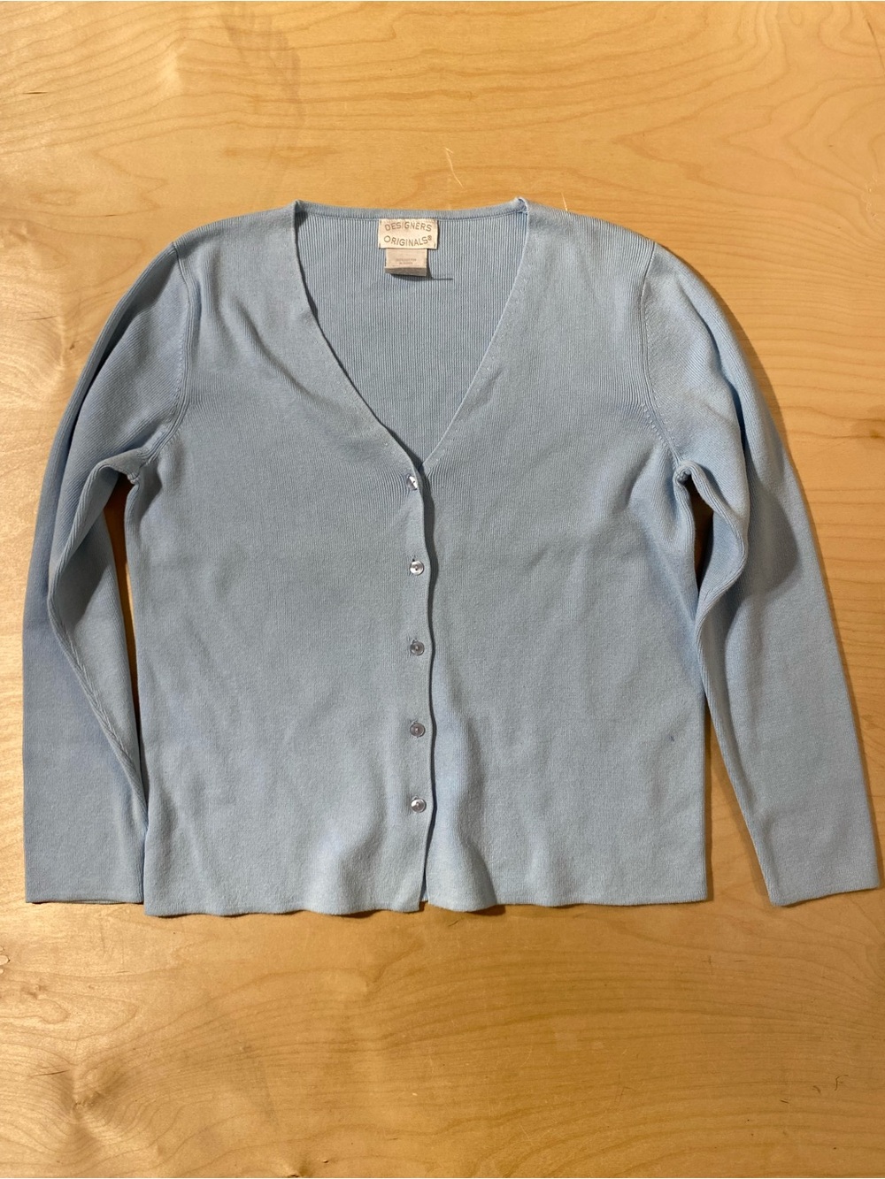 Designers Originals Pale Blue V-Neck Button Front Cardigan Medium (RP)